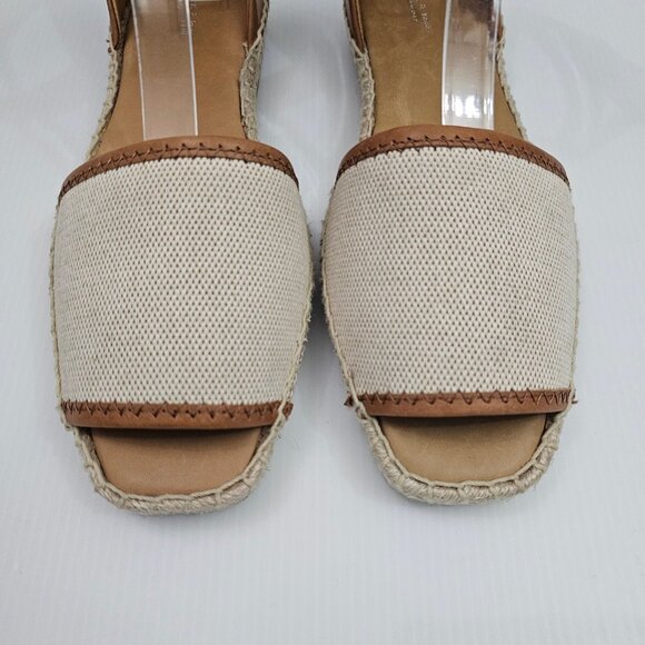 NEW Rag & Bone Anteros Sandal Womens EU 37.5 Cotton Tan Espadrille Peep Toe - Picture 5 of 14